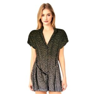 Abercrombie & Fitch Olive and Black Leopard Print Dress-Like New